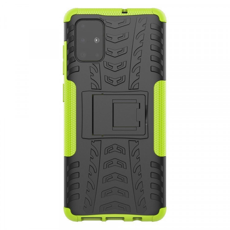 Чехол Hybrid Armor для Samsung Galaxy A71 (черный + зеленый)