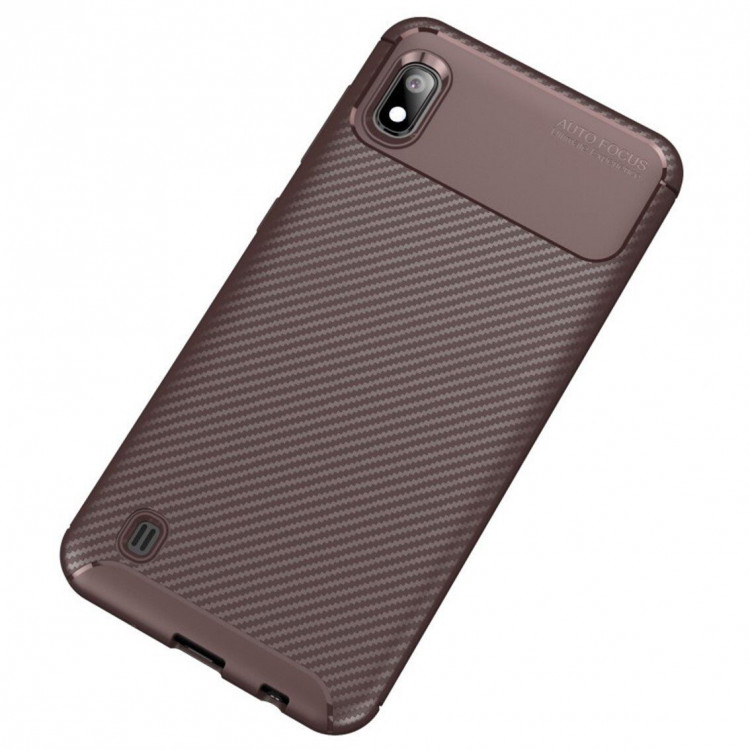 Чехол-накладка Resistant Carbon для Samsung Galaxy A10 (коричневый)