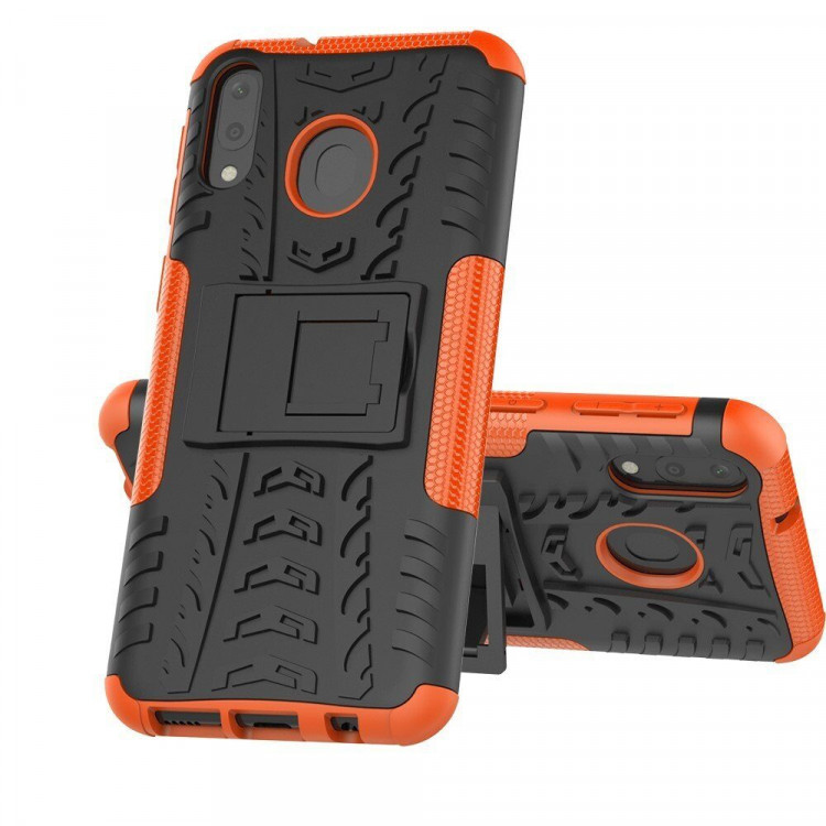Чехол Hybrid Armor для Samsung Galaxy M20 (черный + оранжевый)
