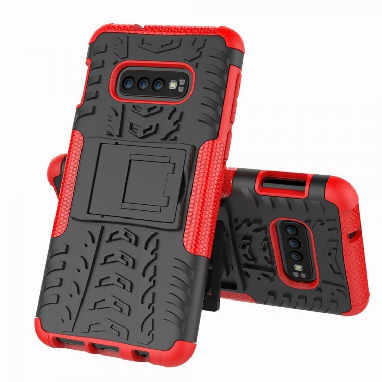 Чехол Hybrid Armor для Samsung Galaxy S10e (черный + красный)