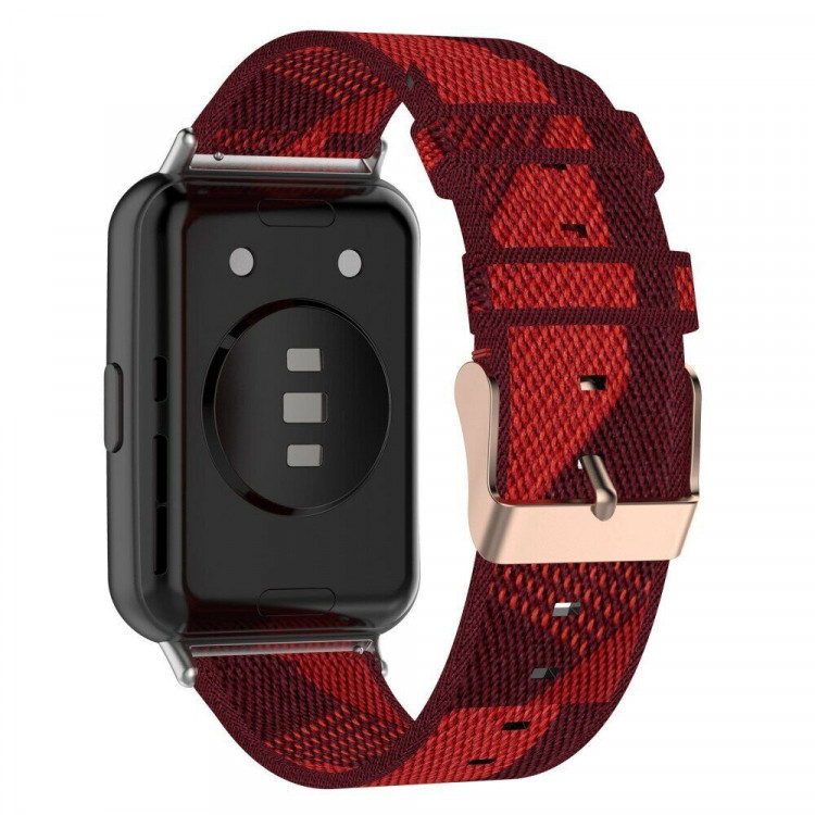 Нейлоновый ремешок с разноцветным плетением для Huawei Watch Fit 2 (красный)