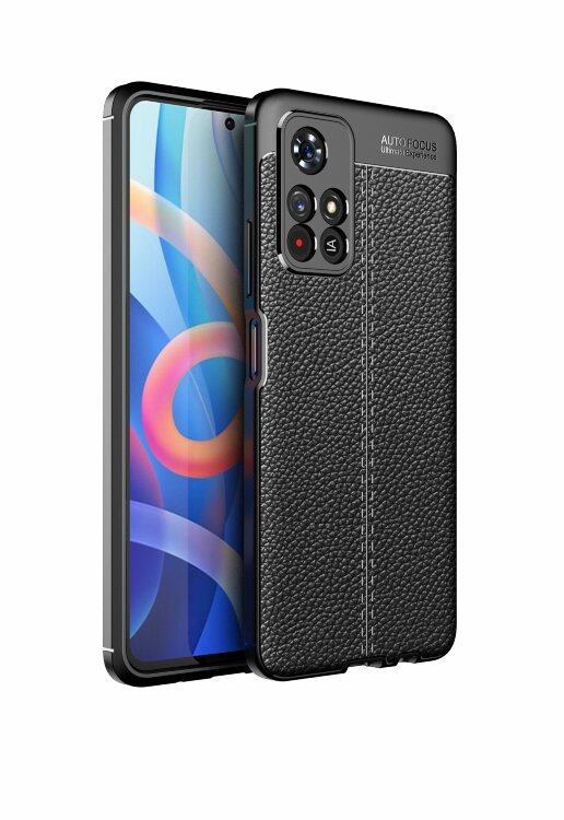 Чехол-накладка Litchi Grain для Xiaomi Poco M4 Pro 5G (черный)