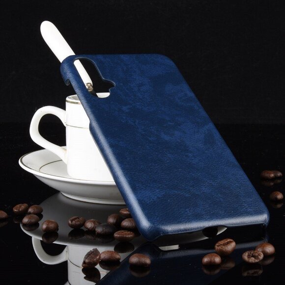 Кожаная накладка-чехол для Huawei Nova 5 / Nova 5 Pro (синий)