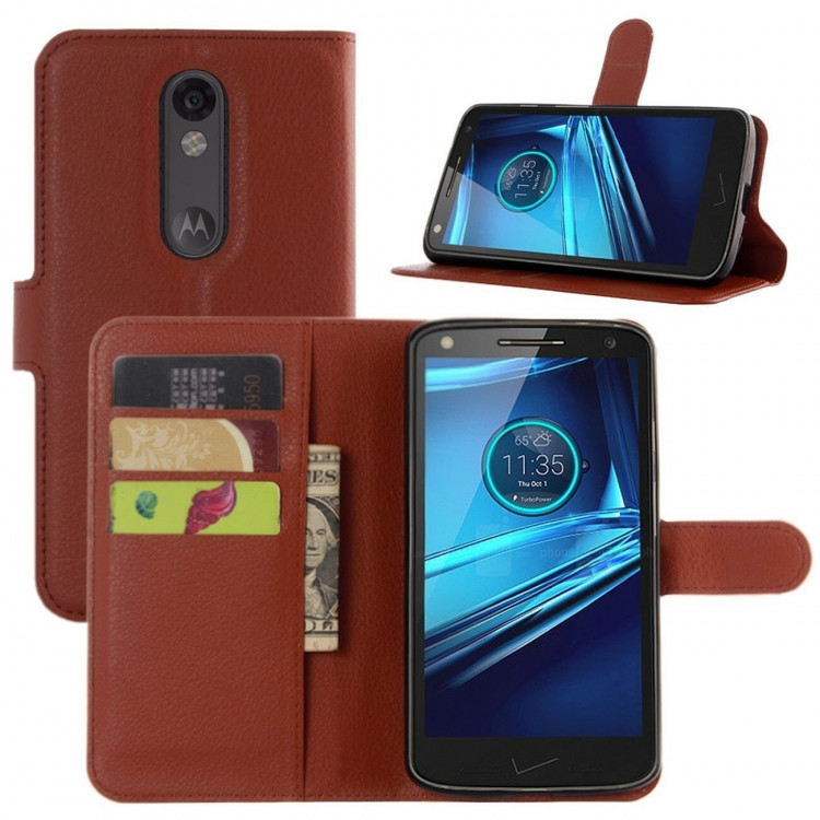 Чехол с визитницей для Motorola Moto X Force (коричневый)