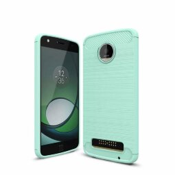 Чехол-накладка Carbon Fibre для Motorola Moto Z Play (сине-зеленый)