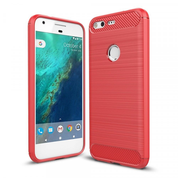Чехол-накладка Carbon Fibre для Google Pixel (красный)