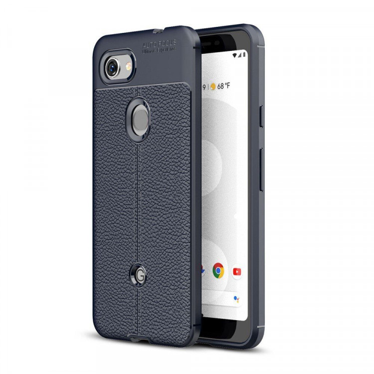 Чехол-накладка Litchi Grain для Google Pixel 3a (темно-синий)