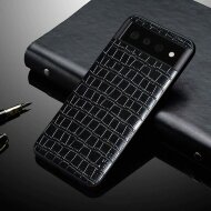 Чехол из искусственной крокодиловой кожи для Google Pixel 6a (черный)