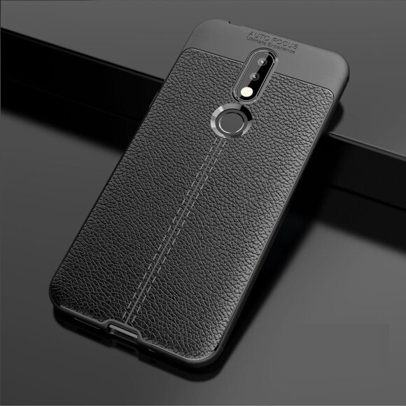 Чехол-накладка Litchi Grain для Nokia 7.1 (черный) Чехол-накладка Litchi Grain для Nokia 7.1 (черный)