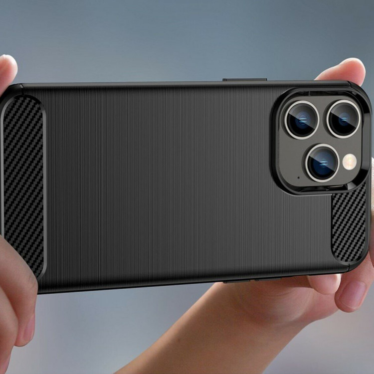 Чехол-накладка Carbon Fibre для iPhone 14 Pro Max (черный)