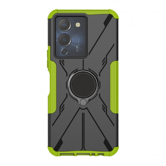 Чехол Armor Shockproof Ring Holder для Infinix NOTE 12 G96 (черный + зеленый) Чехол Armor Shockproof Ring Holder для Infinix NOTE 12 G96 (черный + зеленый)