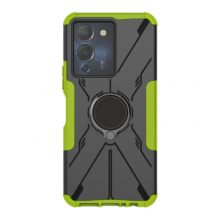 Чехол Armor Shockproof Ring Holder для Infinix NOTE 12 G96 (черный + зеленый)