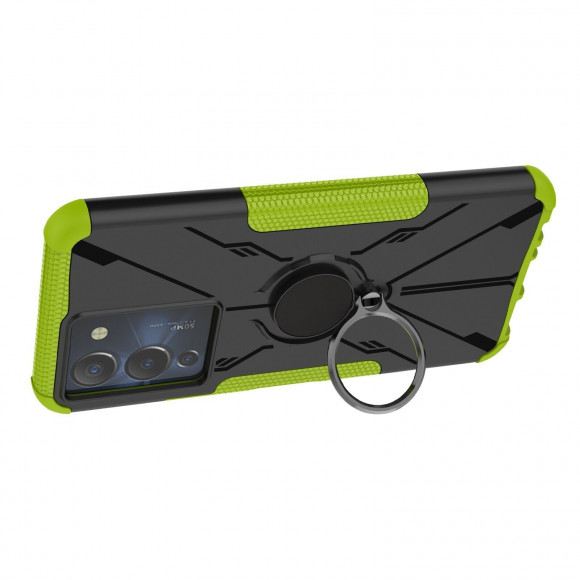 Чехол Armor Shockproof Ring Holder для Infinix NOTE 12 G96 (черный + зеленый) Чехол Armor Shockproof Ring Holder для Infinix NOTE 12 G96 (черный + зеленый)