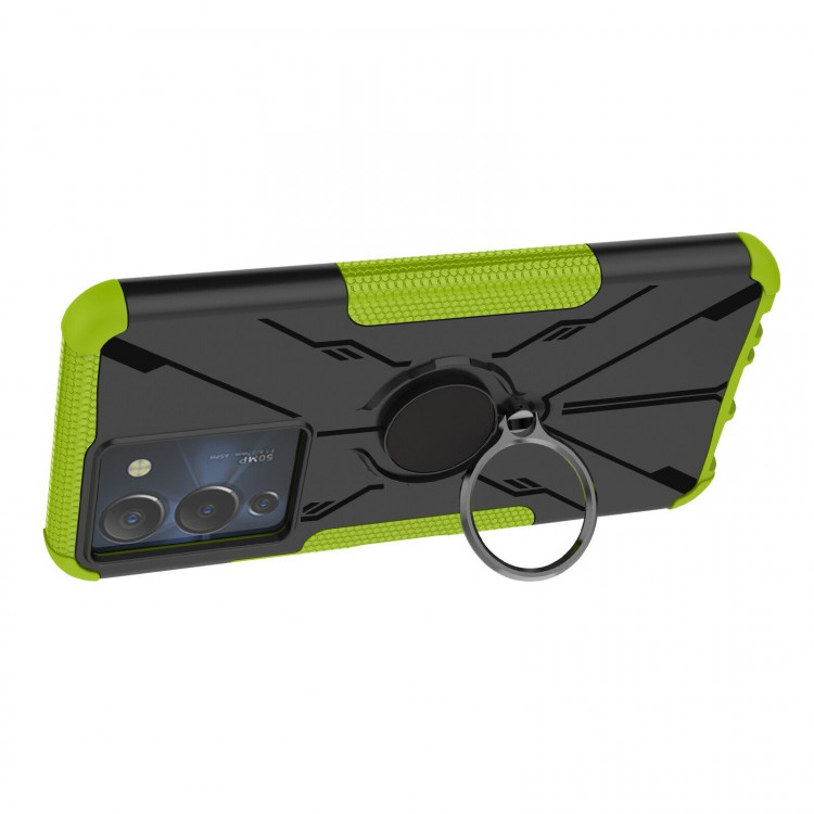 Чехол Armor Shockproof Ring Holder для Infinix NOTE 12 G96 (черный + зеленый)
