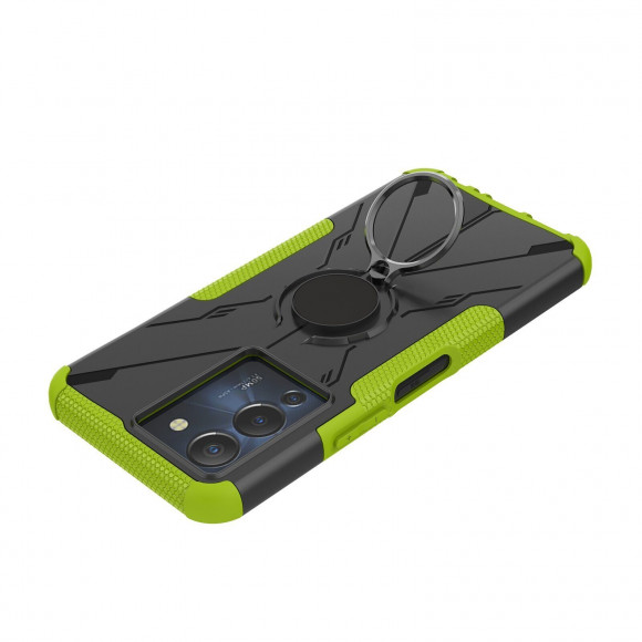 Чехол Armor Shockproof Ring Holder для Infinix NOTE 12 G96 (черный + зеленый) Чехол Armor Shockproof Ring Holder для Infinix NOTE 12 G96 (черный + зеленый)