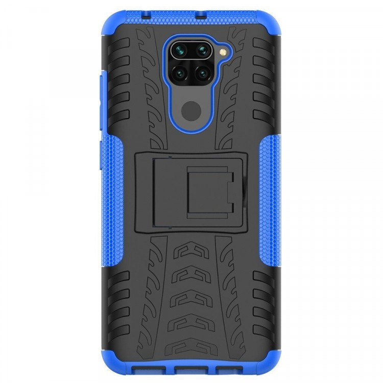 Чехол Hybrid Armor для Xiaomi Redmi Note 9 (черный + голубой)