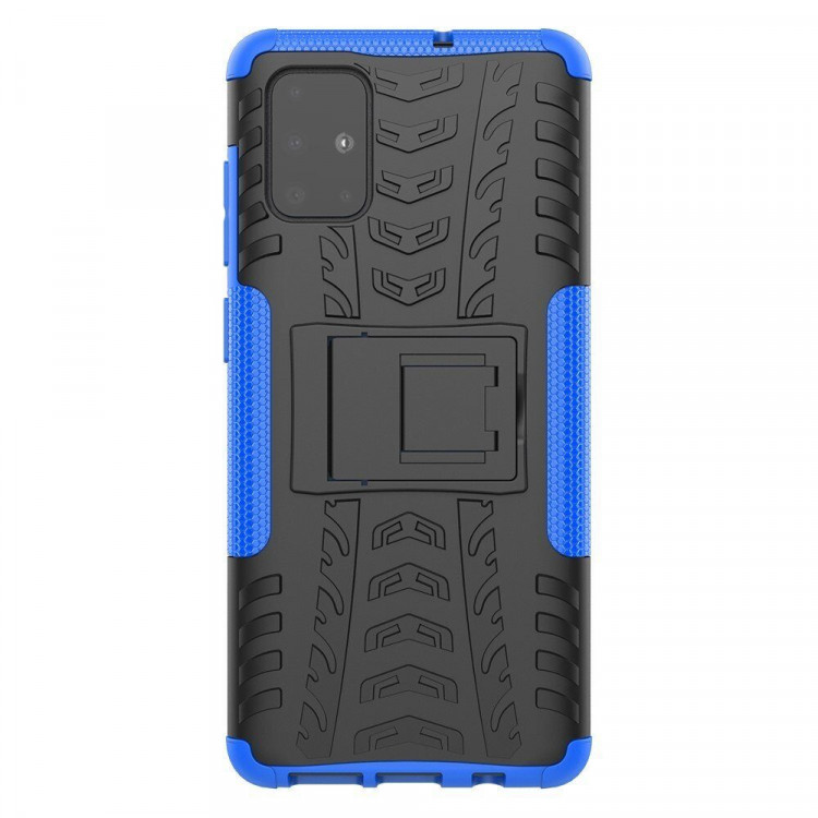 Чехол Hybrid Armor для Samsung Galaxy A71 (черный + голубой)