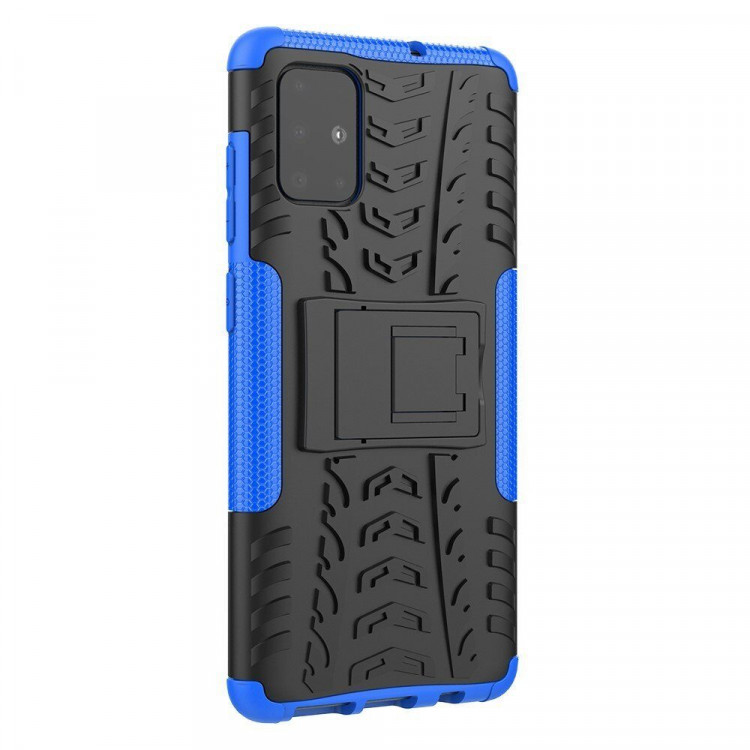 Чехол Hybrid Armor для Samsung Galaxy A71 (черный + голубой)