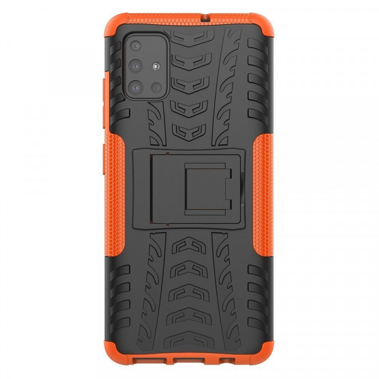 Чехол Hybrid Armor для Samsung Galaxy A51 (черный + оранжевый)
