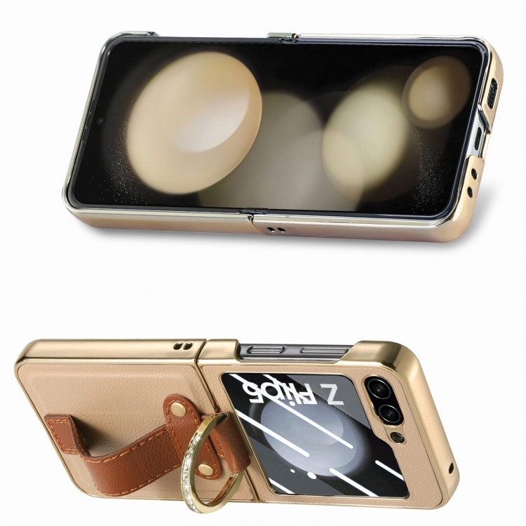 Чехол с кольцом для Samsung Galaxy Z Flip5 (бежевый)