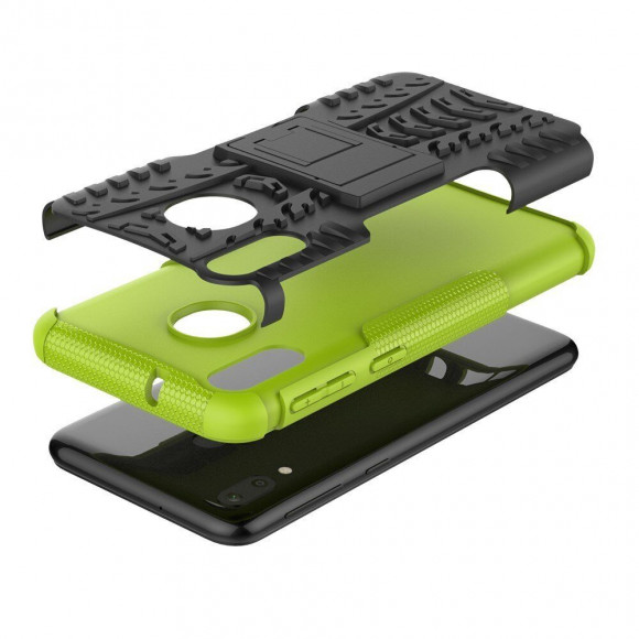 Чехол Hybrid Armor для Samsung Galaxy M20 (черный + зеленый)