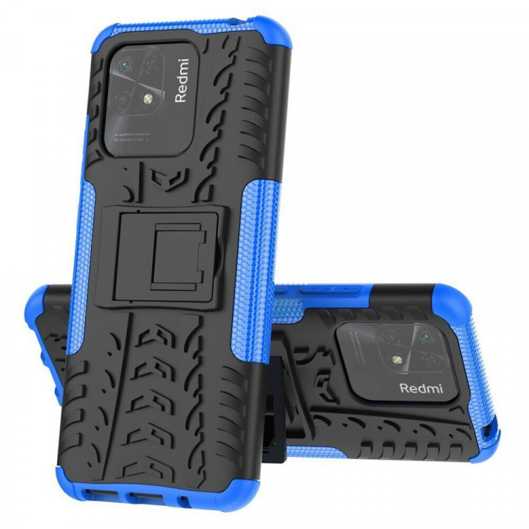 Чехол Hybrid Armor для Xiaomi Redmi 10C (черный + голубой)