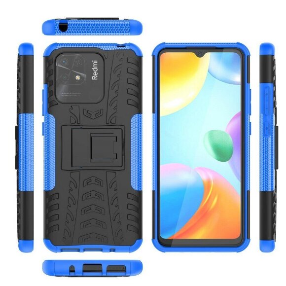 Чехол Hybrid Armor для Xiaomi Redmi 10C (черный + голубой)