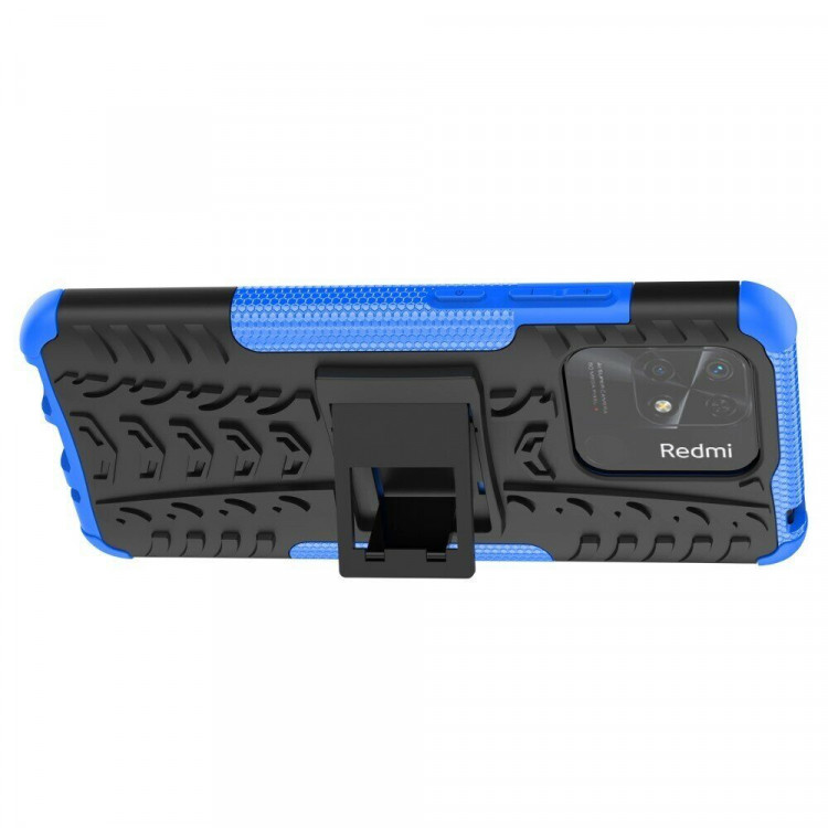 Чехол Hybrid Armor для Xiaomi Redmi 10C (черный + голубой)