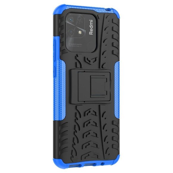 Чехол Hybrid Armor для Xiaomi Redmi 10C (черный + голубой)