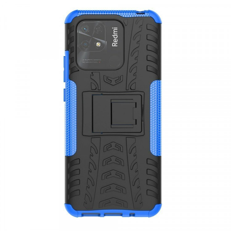 Чехол Hybrid Armor для Xiaomi Redmi 10C (черный + голубой)