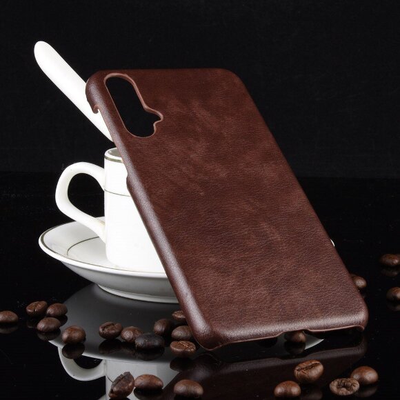 Кожаная накладка-чехол для Huawei Nova 5 / Nova 5 Pro (коричневый)