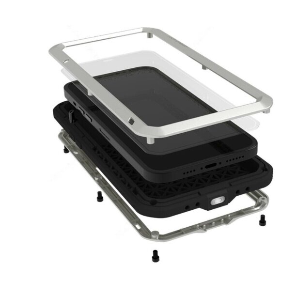 Гибридный чехол LOVE MEI для iPhone 13 Pro (серебряный) Гибридный чехол LOVE MEI для iPhone 13 Pro (серебряный)