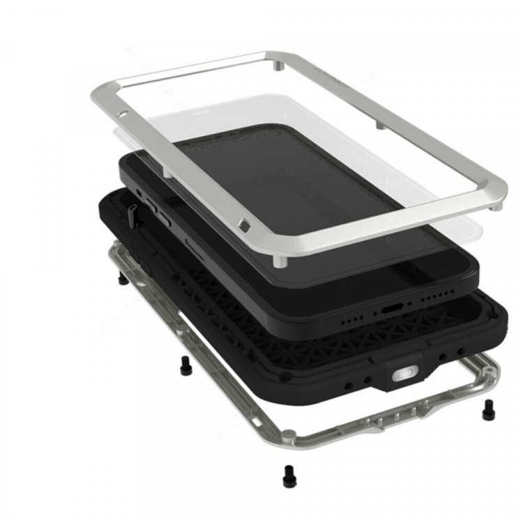 Гибридный чехол LOVE MEI для iPhone 13 Pro (серебряный)