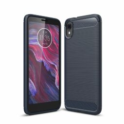 Чехол-накладка Carbon Fibre для Motorola Moto E6 (темно-синий)