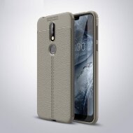 Чехол-накладка Litchi Grain для Nokia 7.1 (серый) Чехол-накладка Litchi Grain для Nokia 7.1 (серый)