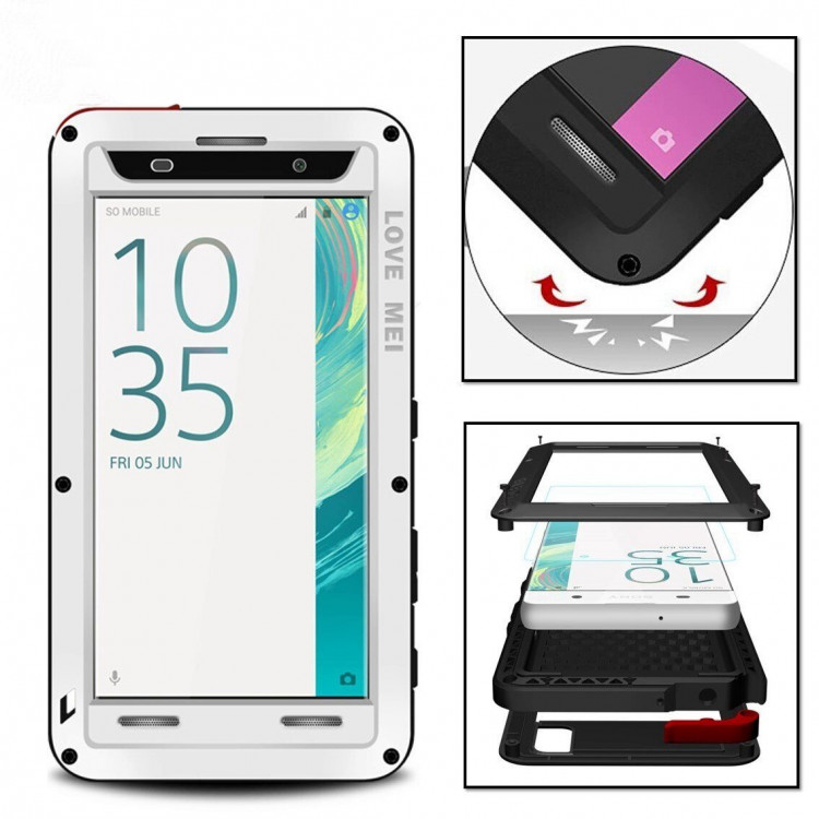 Гибридный чехол LOVE MEI для Sony Xperia XA (белый)