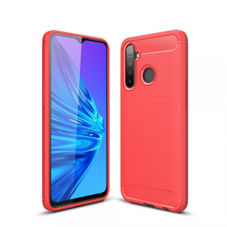 Чехол-накладка Carbon Fibre для Realme 5 (красный)