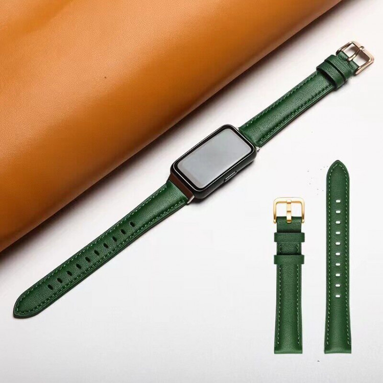 Кожаный ремешок для Huawei Band 7 (зеленый)