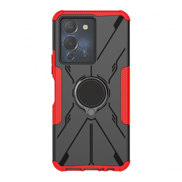Чехол Armor Shockproof Ring Holder для Infinix NOTE 12 G96 (черный + красный) Чехол Armor Shockproof Ring Holder для Infinix NOTE 12 G96 (черный + красный)