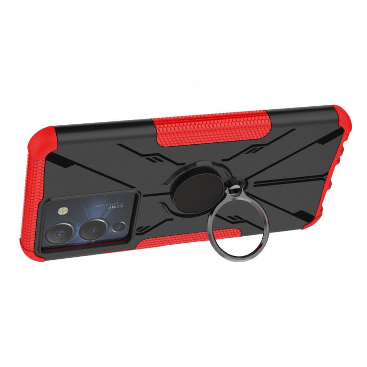Чехол Armor Shockproof Ring Holder для Infinix NOTE 12 G96 (черный + красный)