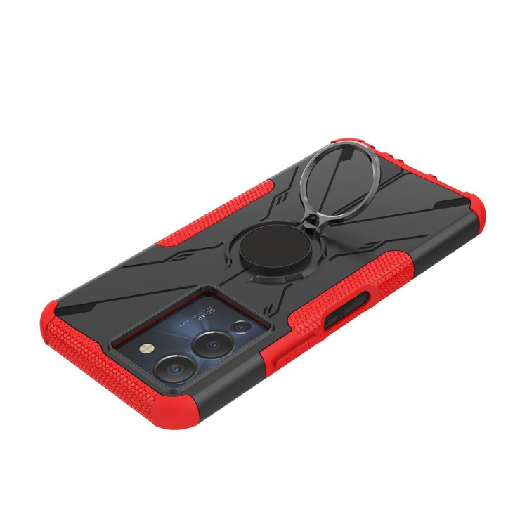 Чехол Armor Shockproof Ring Holder для Infinix NOTE 12 G96 (черный + красный)