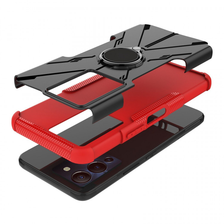 Чехол Armor Shockproof Ring Holder для Infinix NOTE 12 G96 (черный + красный)