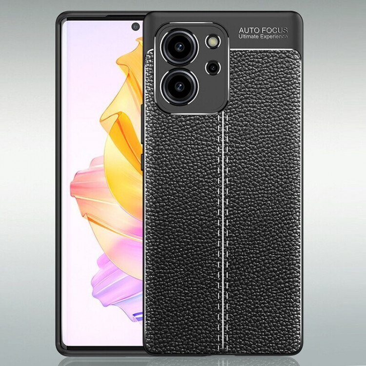 Чехол-накладка Litchi Grain для Honor 80 SE (черный)
