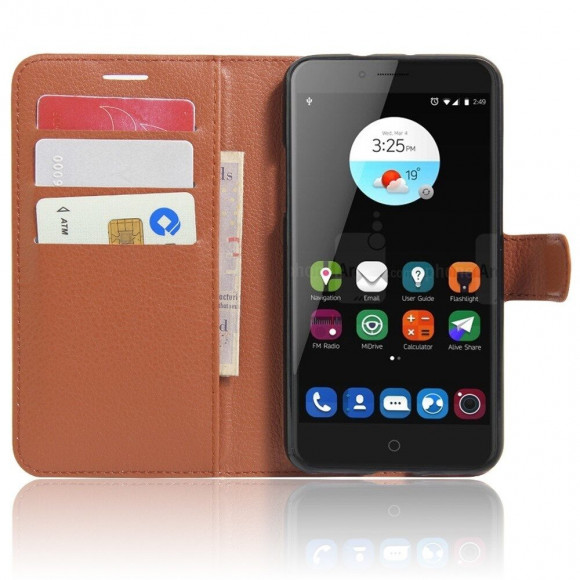 Чехол-книжка с визитницей для ZTE Blade V7 (коричневый)