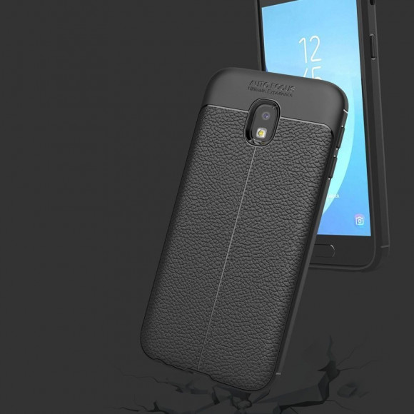 Чехол-накладка Litchi Grain для Samsung Galaxy J3 2017 (черный)