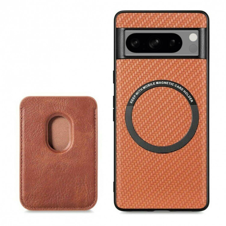 Чехол с магнитным держателем карт для Google Pixel 8 Pro (коричневый)