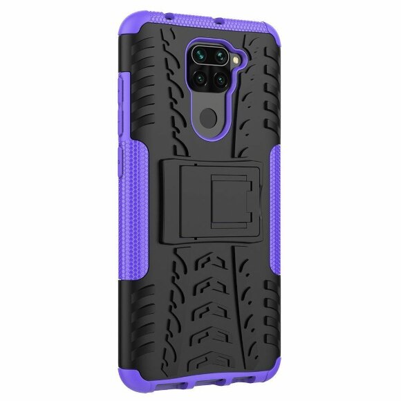 Чехол Hybrid Armor для Xiaomi Redmi Note 9 (черный + фиолетовый)