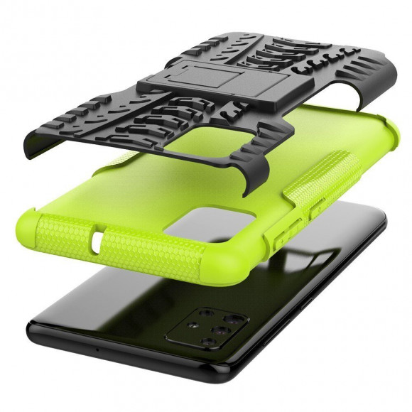Чехол Hybrid Armor для Samsung Galaxy A51 (черный + зеленый)