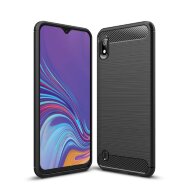 Чехол-накладка Carbon Fibre для Samsung Galaxy A10 (черный)