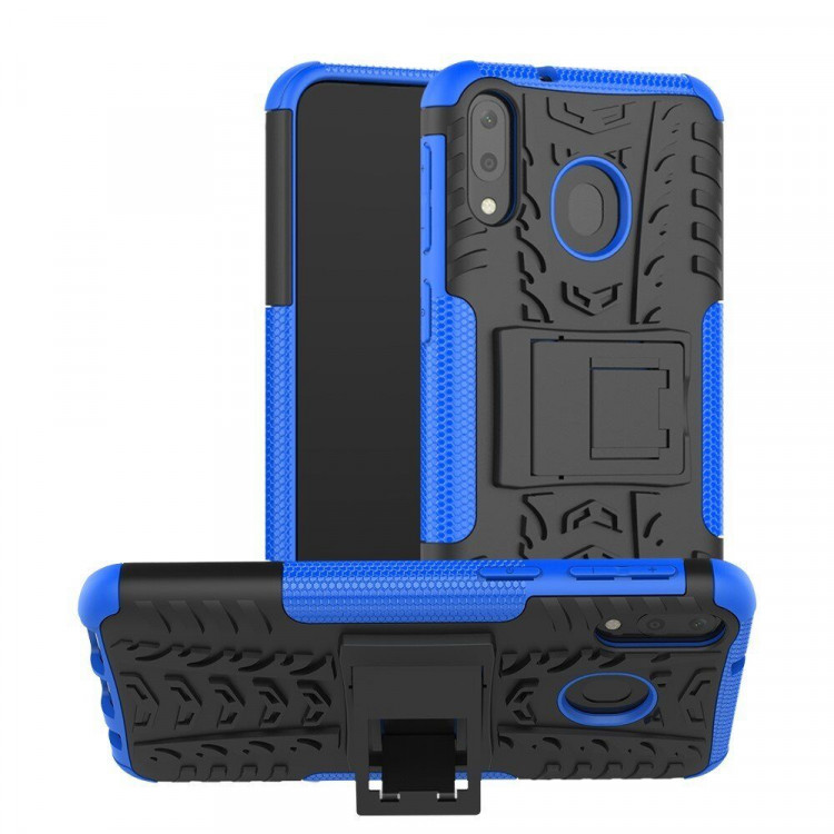 Чехол Hybrid Armor для Samsung Galaxy M20 (черный + голубой)